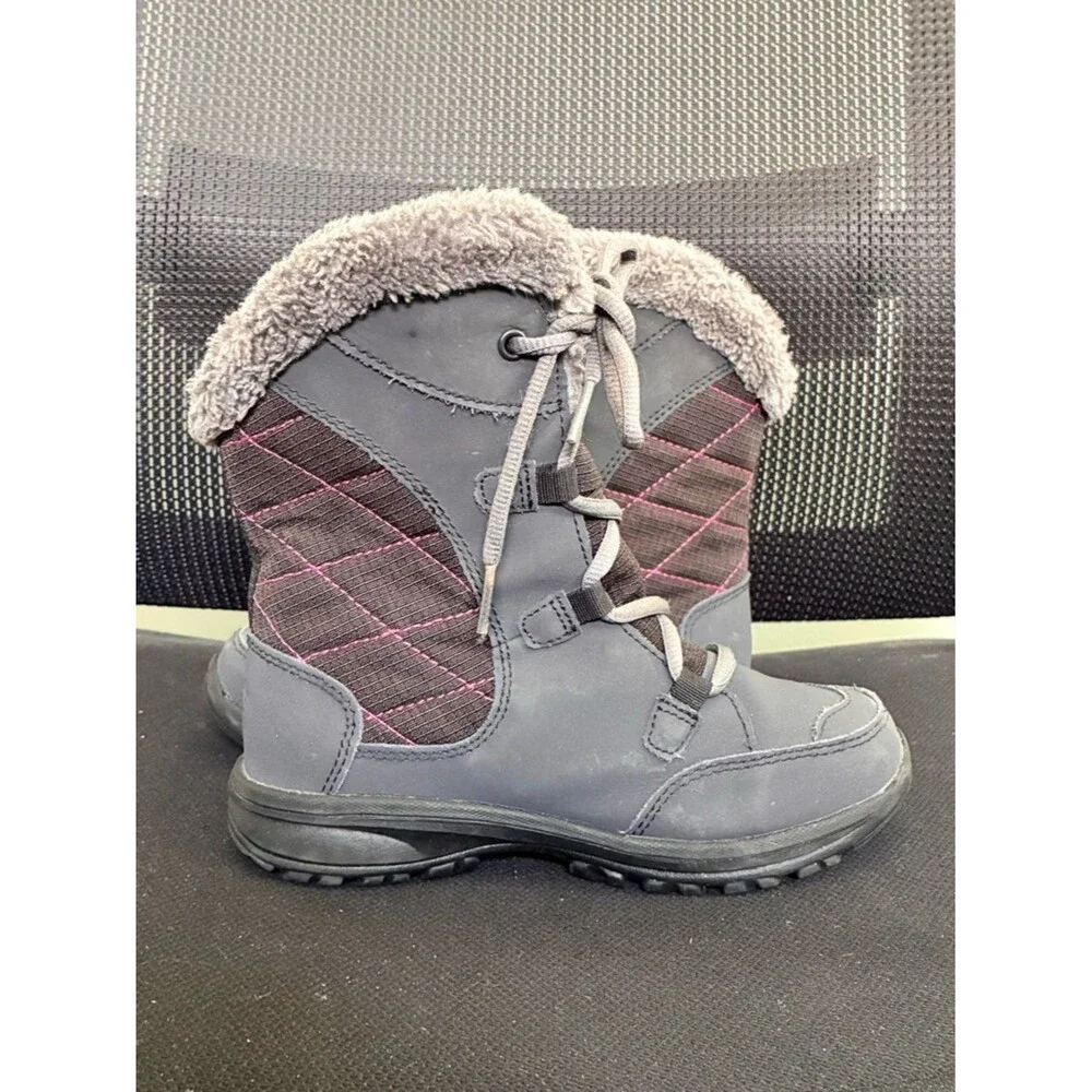 Columbia Waterproof Fur Lined Ice Maiden Girl Kid Sz 1 Gray Winter Snow Boots